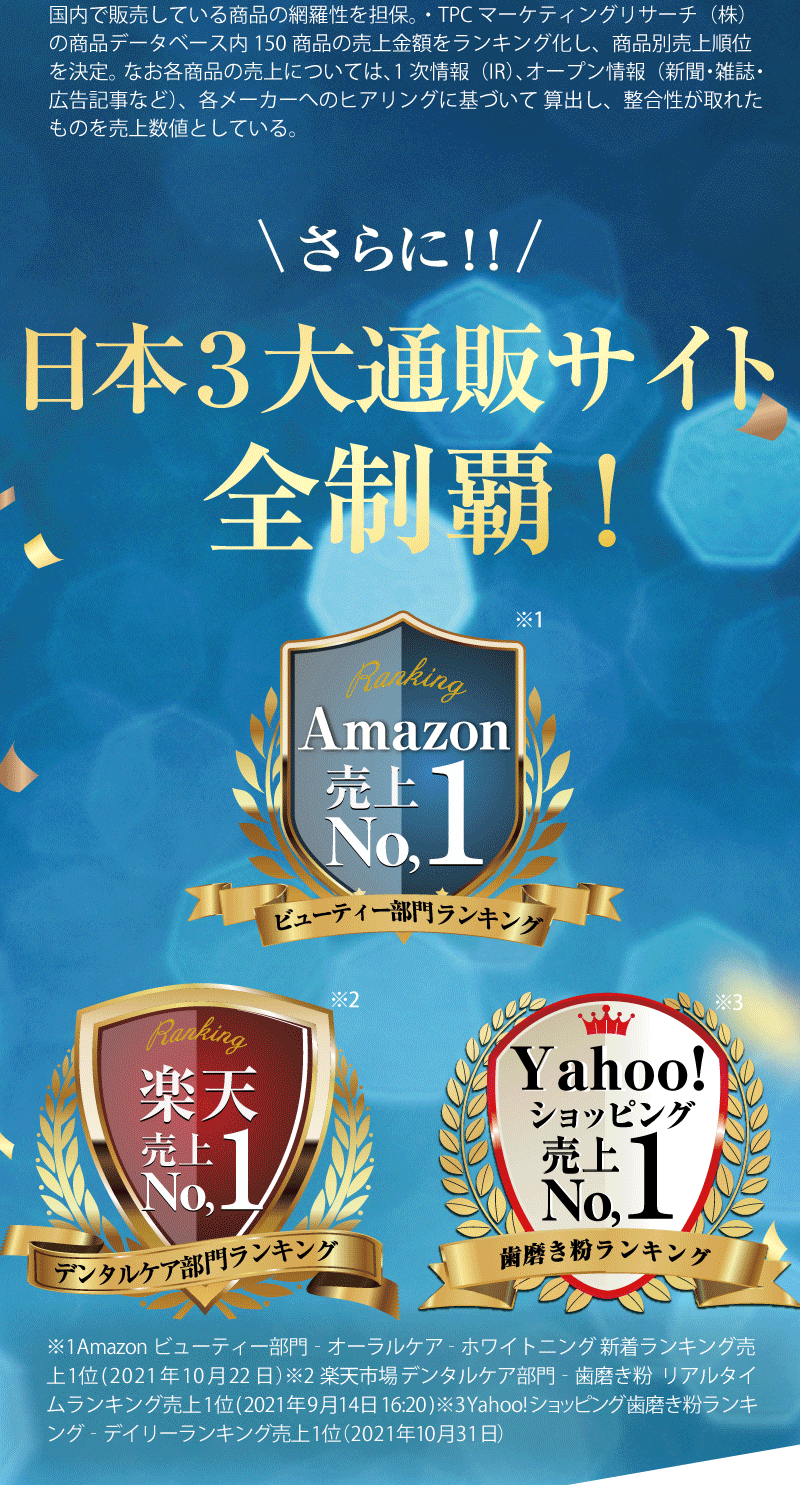 日本3大通販サイトでも売上1位を獲得！